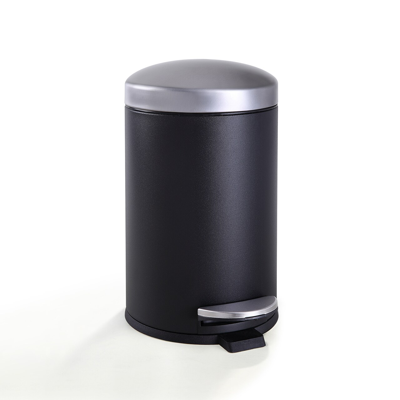 4.5 Liter(1.2 Gallon) Round Trash Can with Plastic Inner Bucket (BLK+SN)